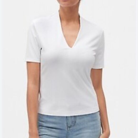 Talbots White V Neck Short Sleeve Top - Picture 1 of 5